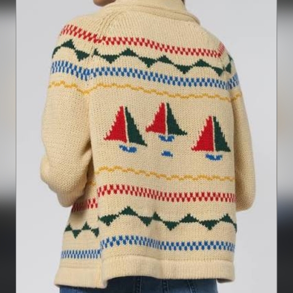 The Great Sailboat Lodge Cardigan (Cream Multi) - Picture 3 of 6
